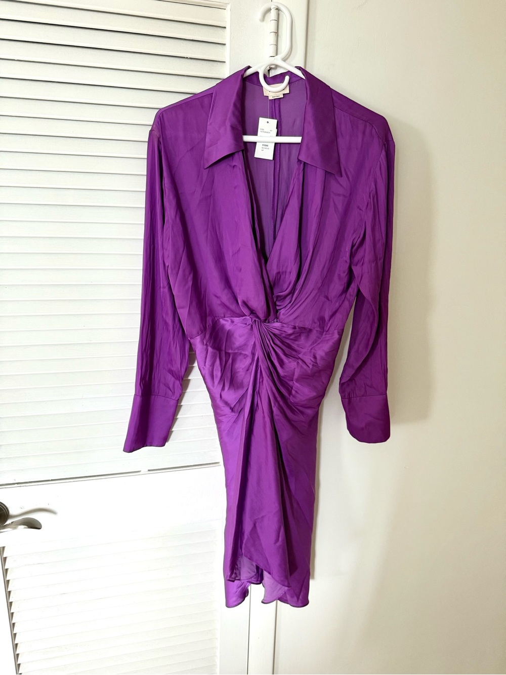 NWOT 💜 Zadig&Voltaire Purple Twist-Front V-Neck satin midi dress size S - Picture 6 of 15